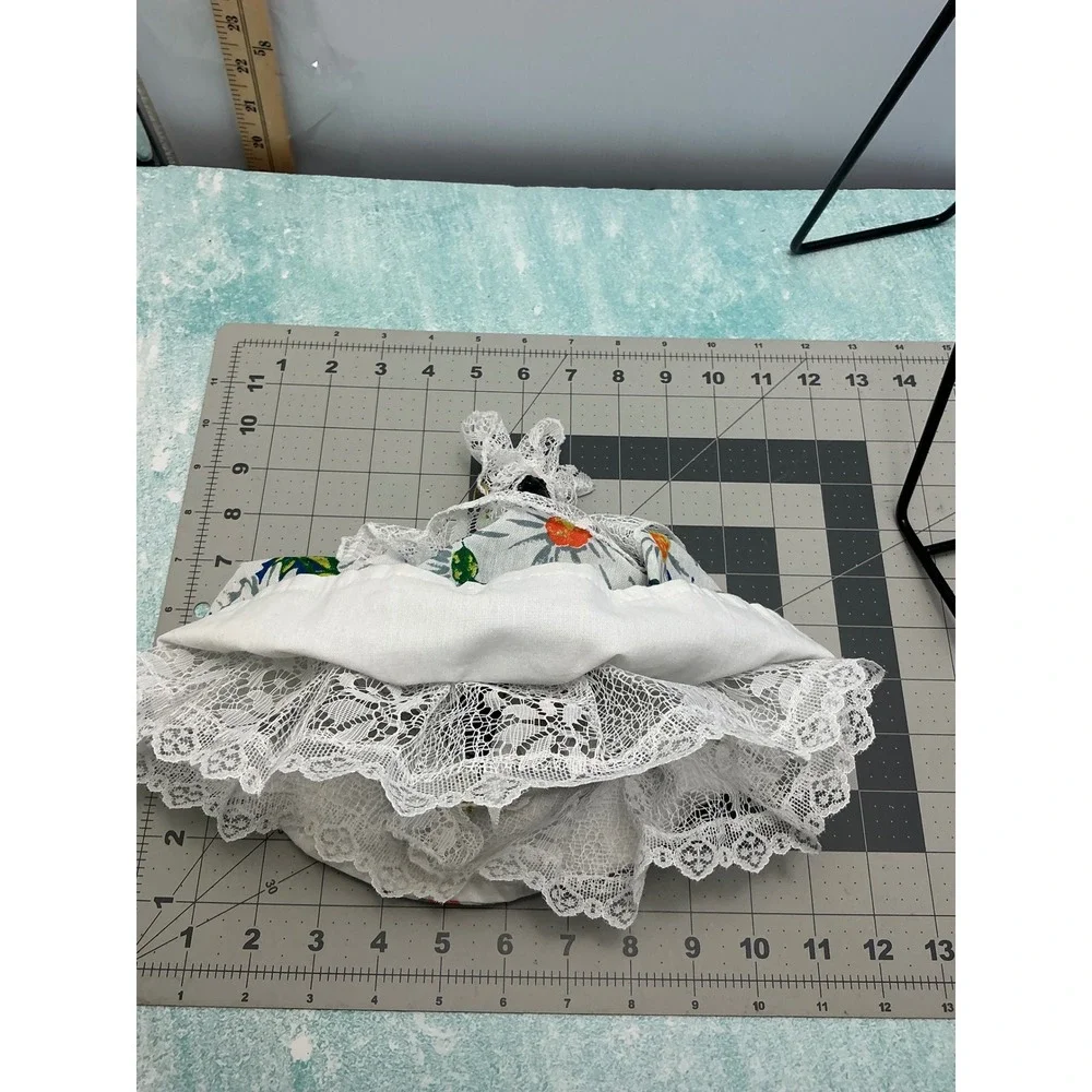 Vintage Brazil Topsy Turvy Doll Double Sided Bahiana White Lace Floral 7in
